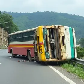 caminhão colide contra ônibus