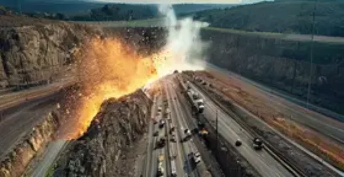 detonação de rochas na Serra das Araras