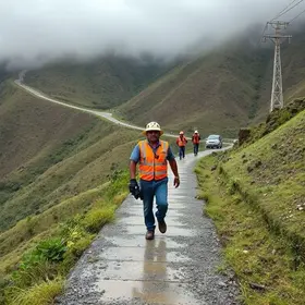 Homem sobre passarela na Rodovia Anhanguera